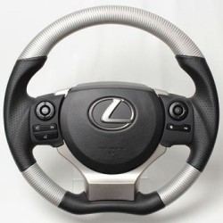 Real Steering Wheel Matt Silver Carbon (blue x silver euro stitch)
